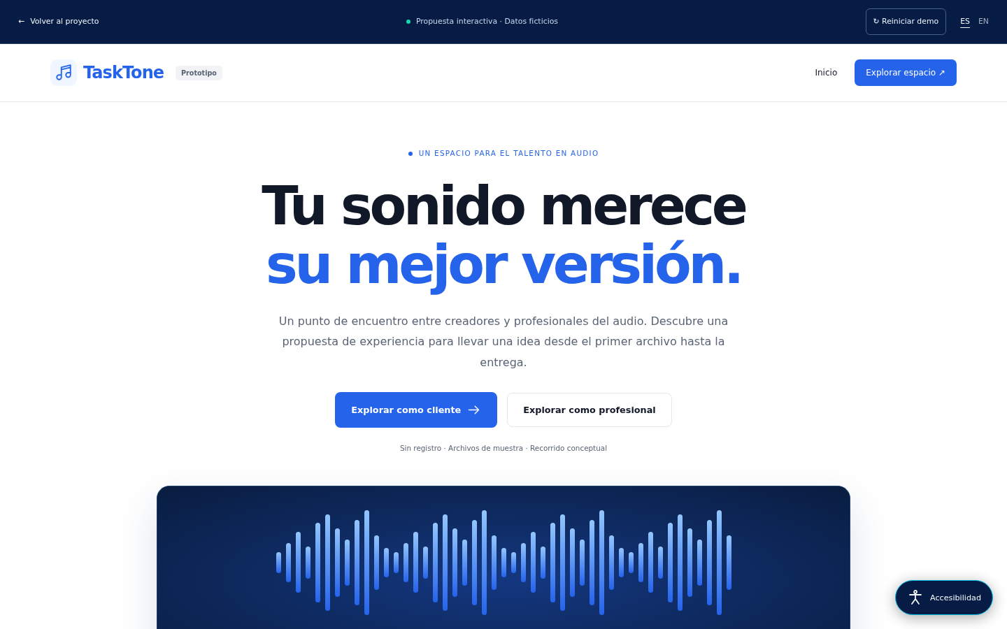 Interfaz de TaskTone